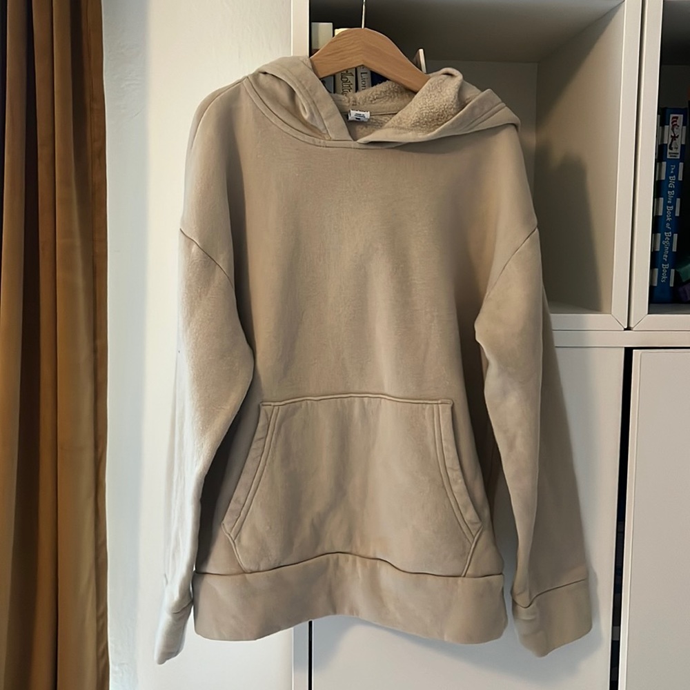 Old Navy (VGUC) hooded beige gender neutral sweater front pocket